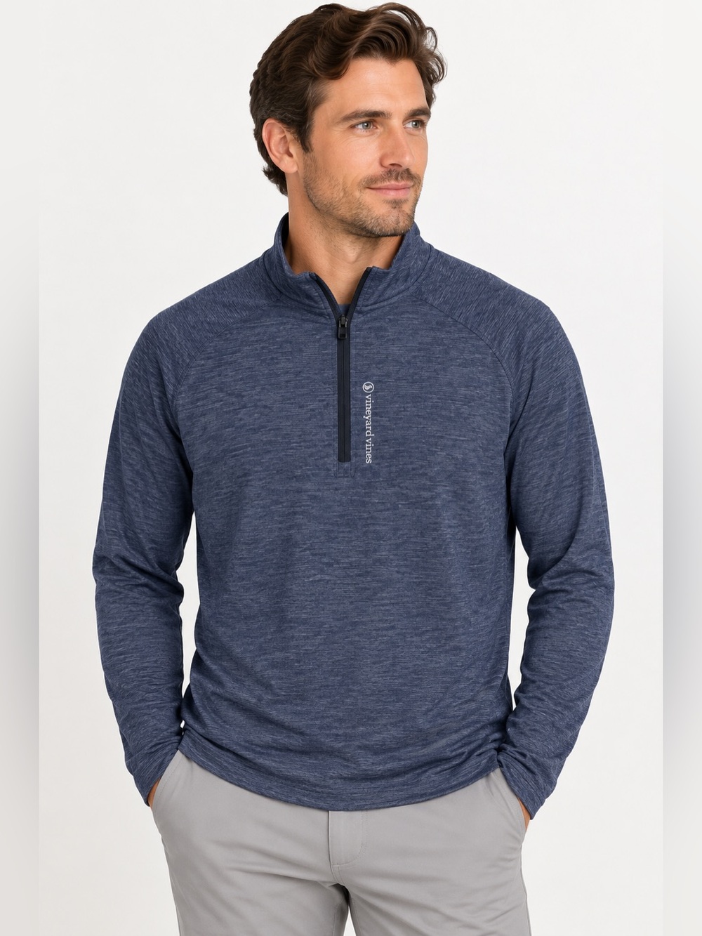 Vineyard Vines Sankaty Quarter Zip Pullover XXL Navy Performance Golf 27x28